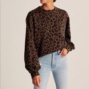 Abercrombie Leopard Puff Sleeve Sweatshirt